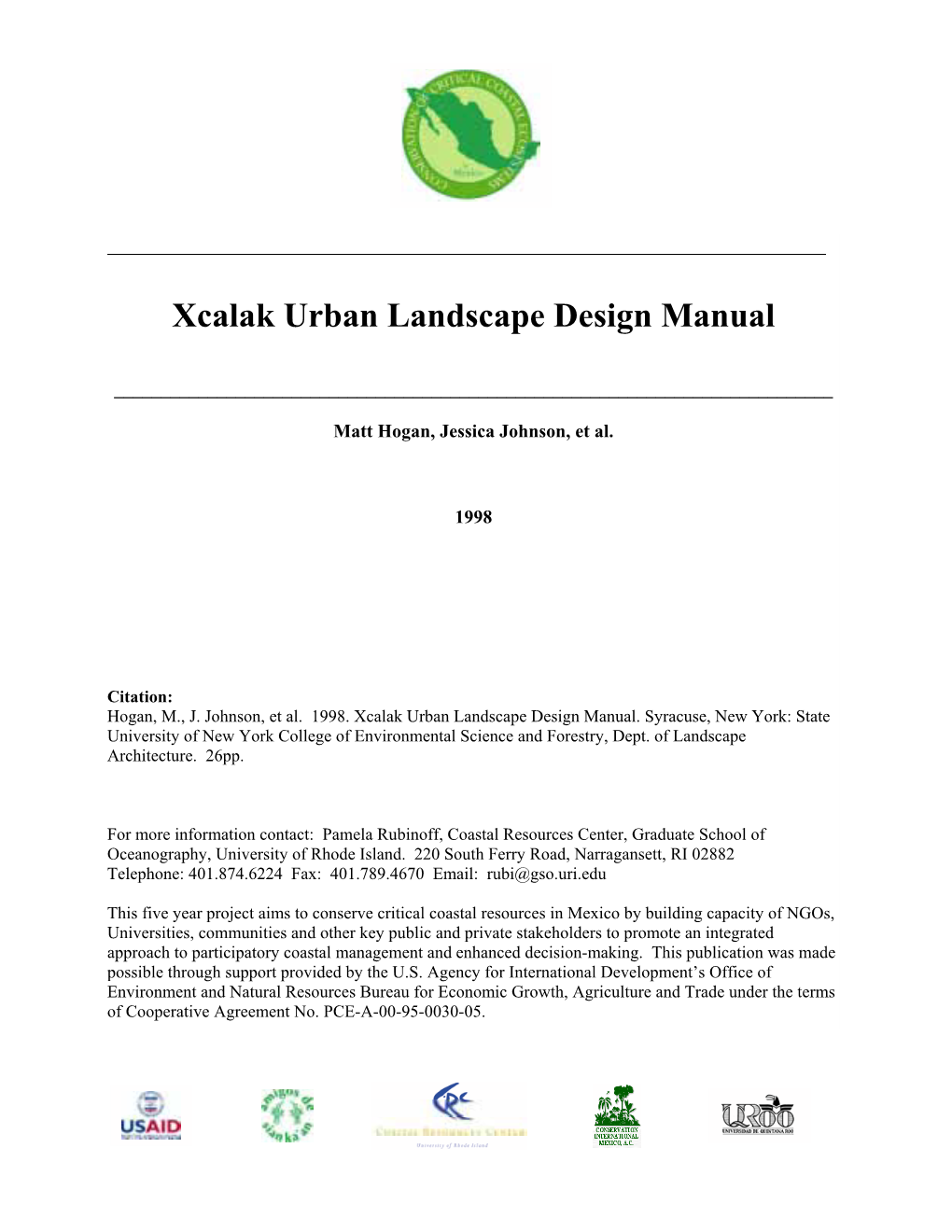 Xcalak Urban Landscape Design Manual