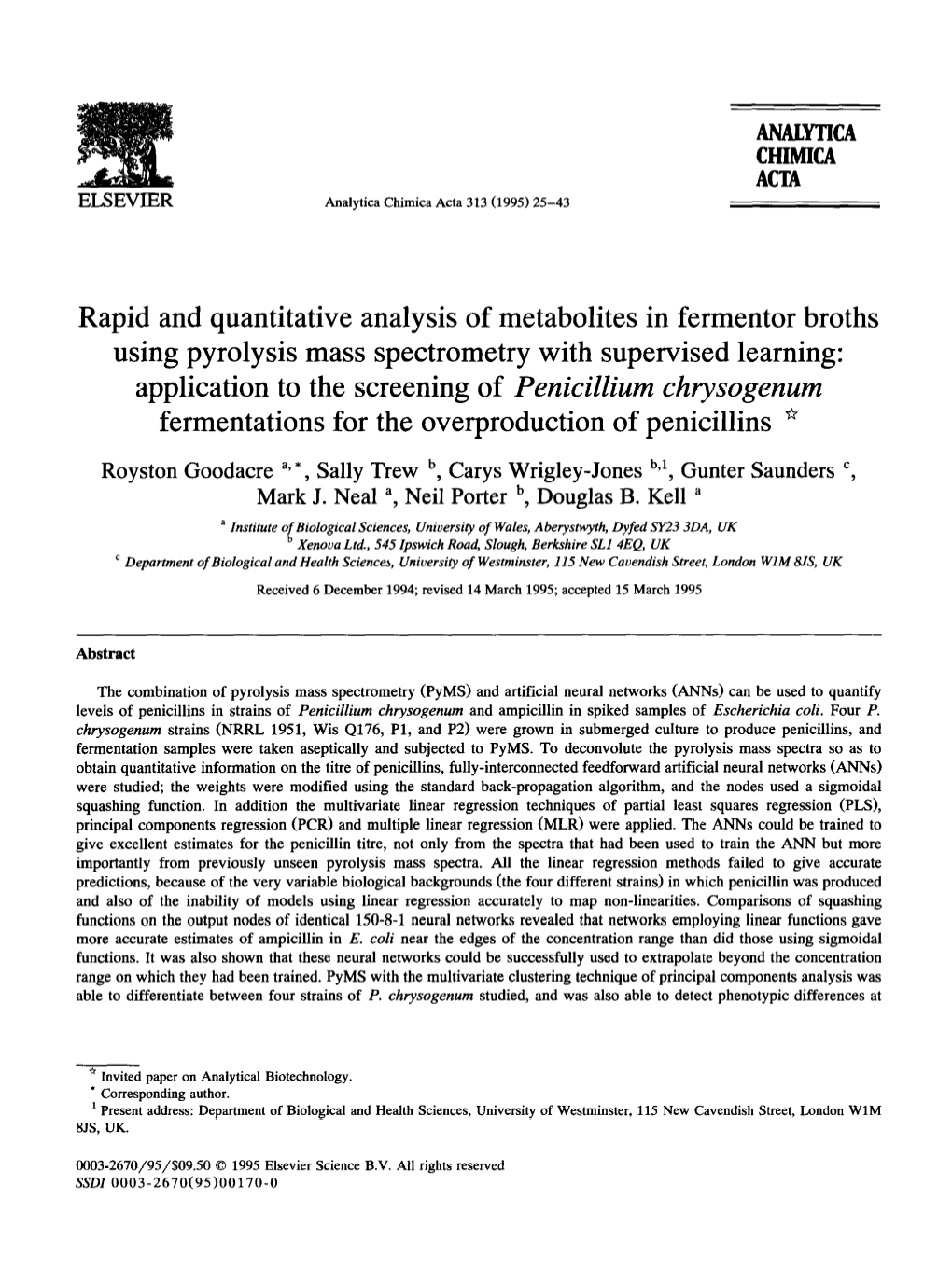 Rapid and Quantitative Analysis of Metabolites in Fermentor Broths