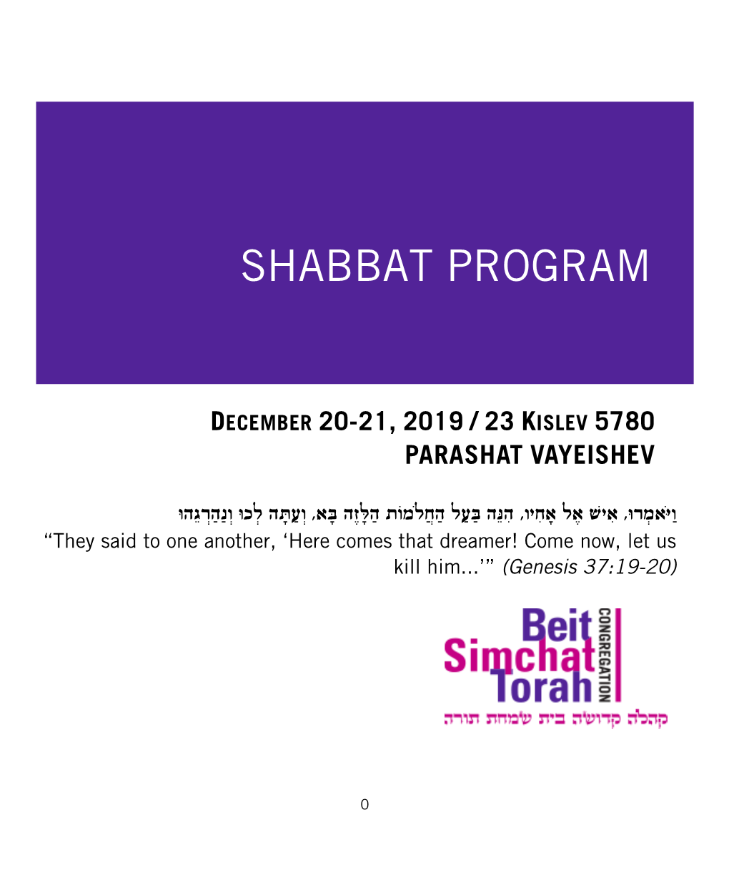 Shabbat Program