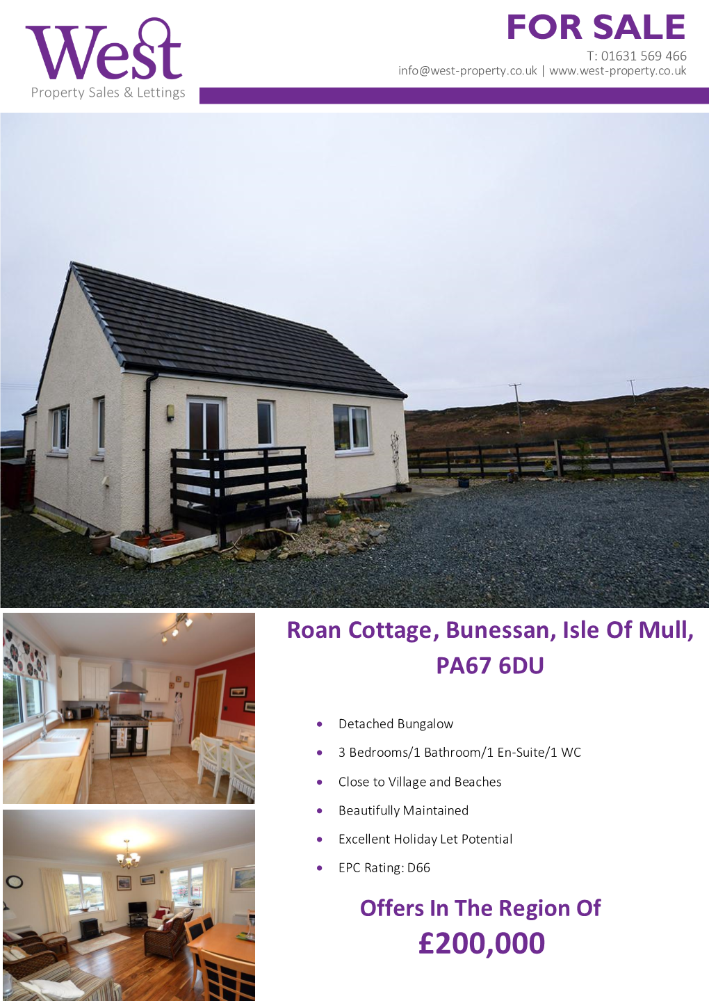 FOR SALE T: 01631 569 466 Info@West-Property.Co.Uk | Property Sales & Lettings