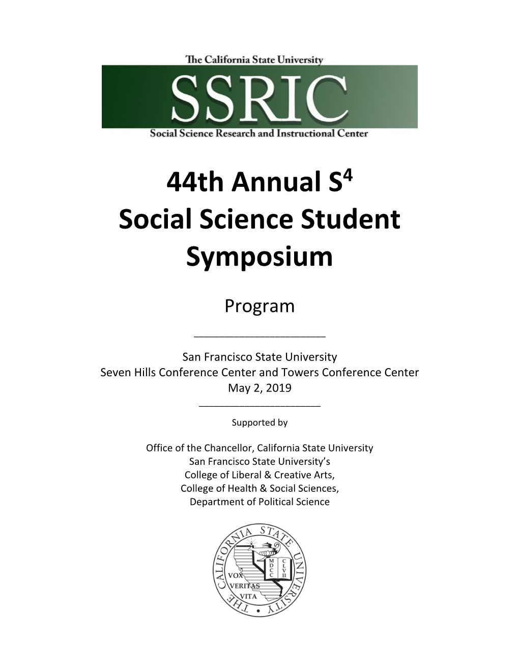 44Th Annual S4 Social Science Student Symposium