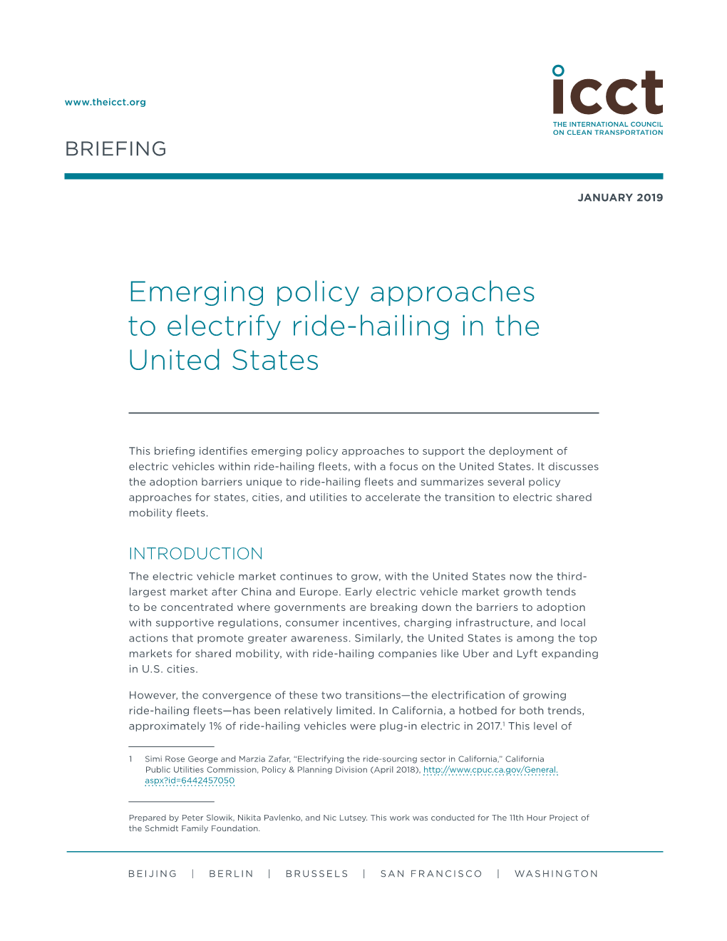 Emerging Policy Approaches to Electrify Ride-Hailing in the United States