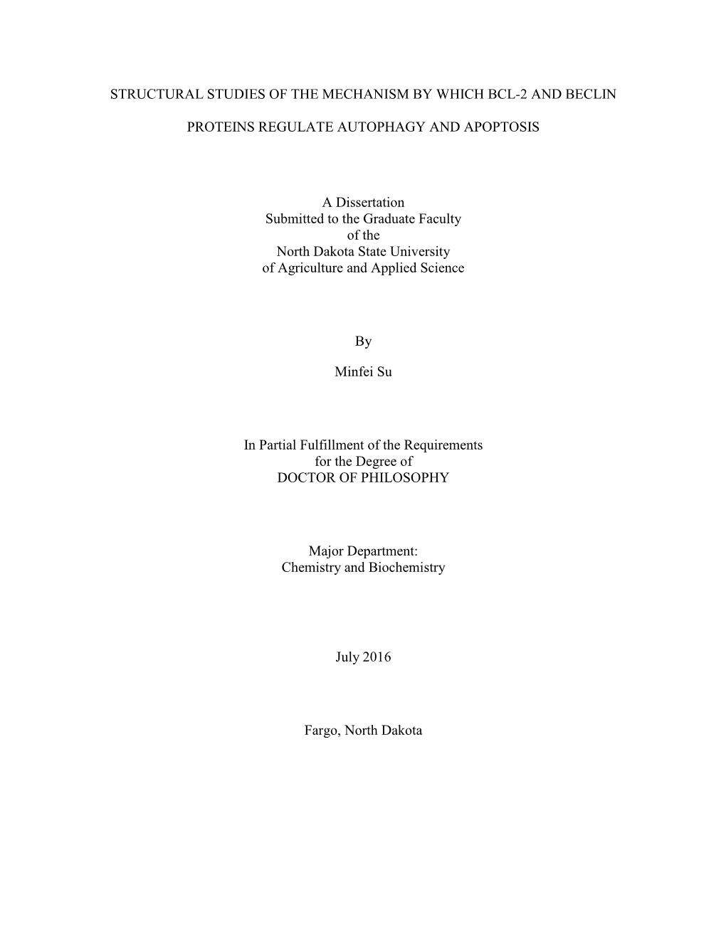 Structural Studies of the Mechanism by Which Bcl-2 and Beclin