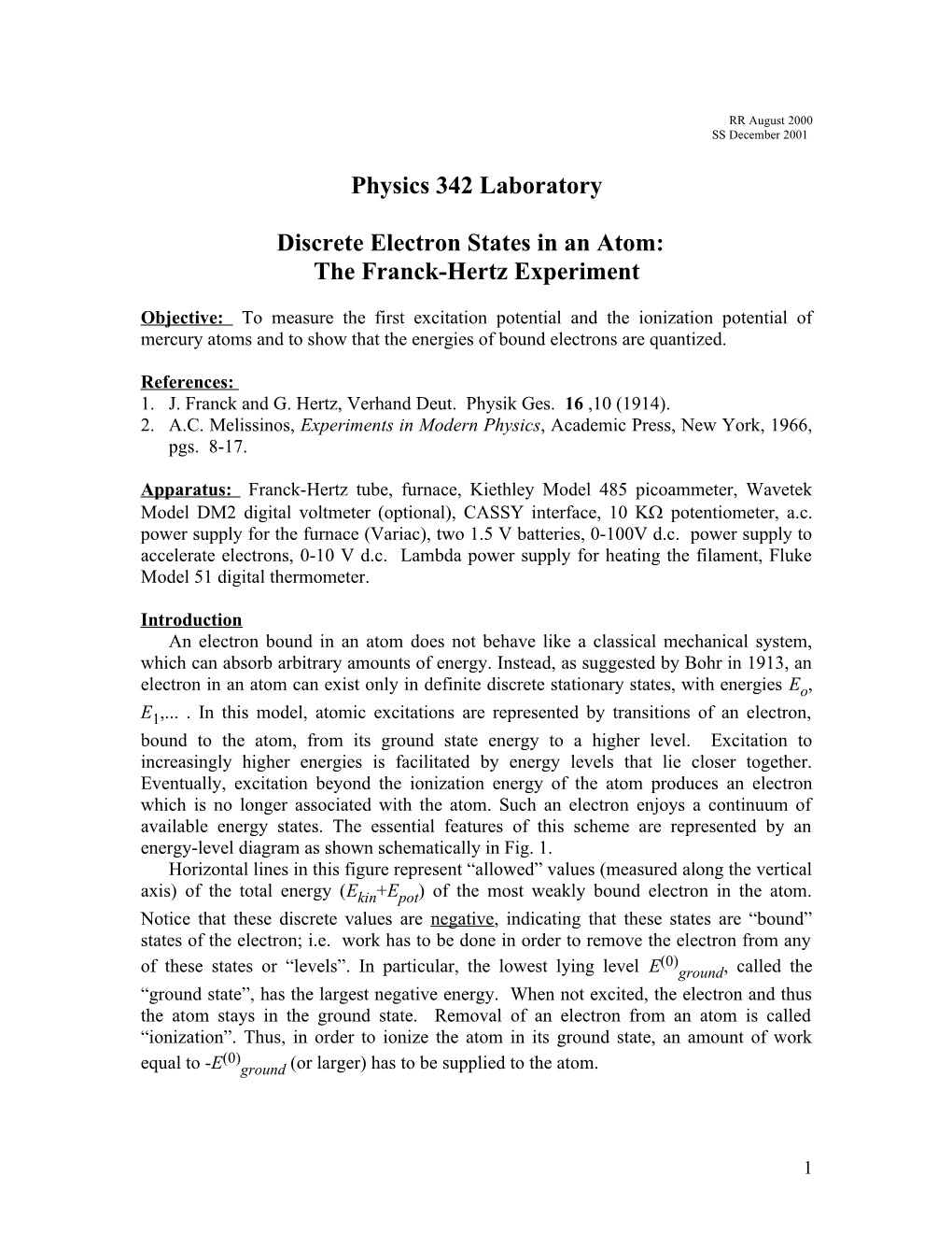 Discrete Electron States in an Atom