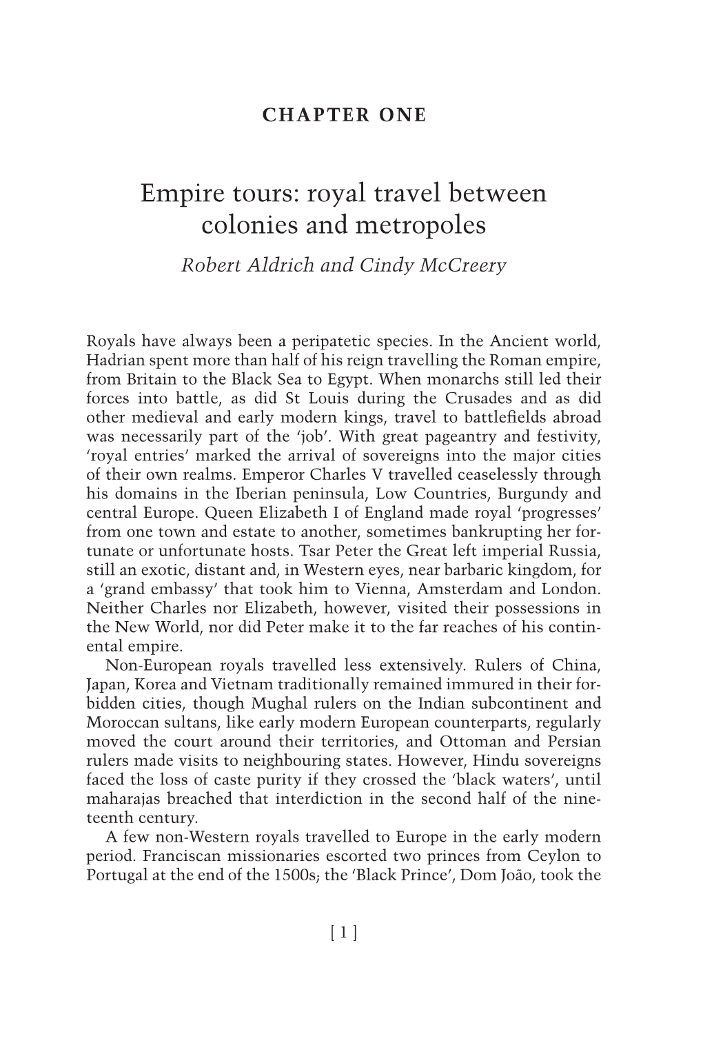 Empire Tours : Royal Travel Between Colonies and Metropoles Robert Aldrich and Cindy Mccreery