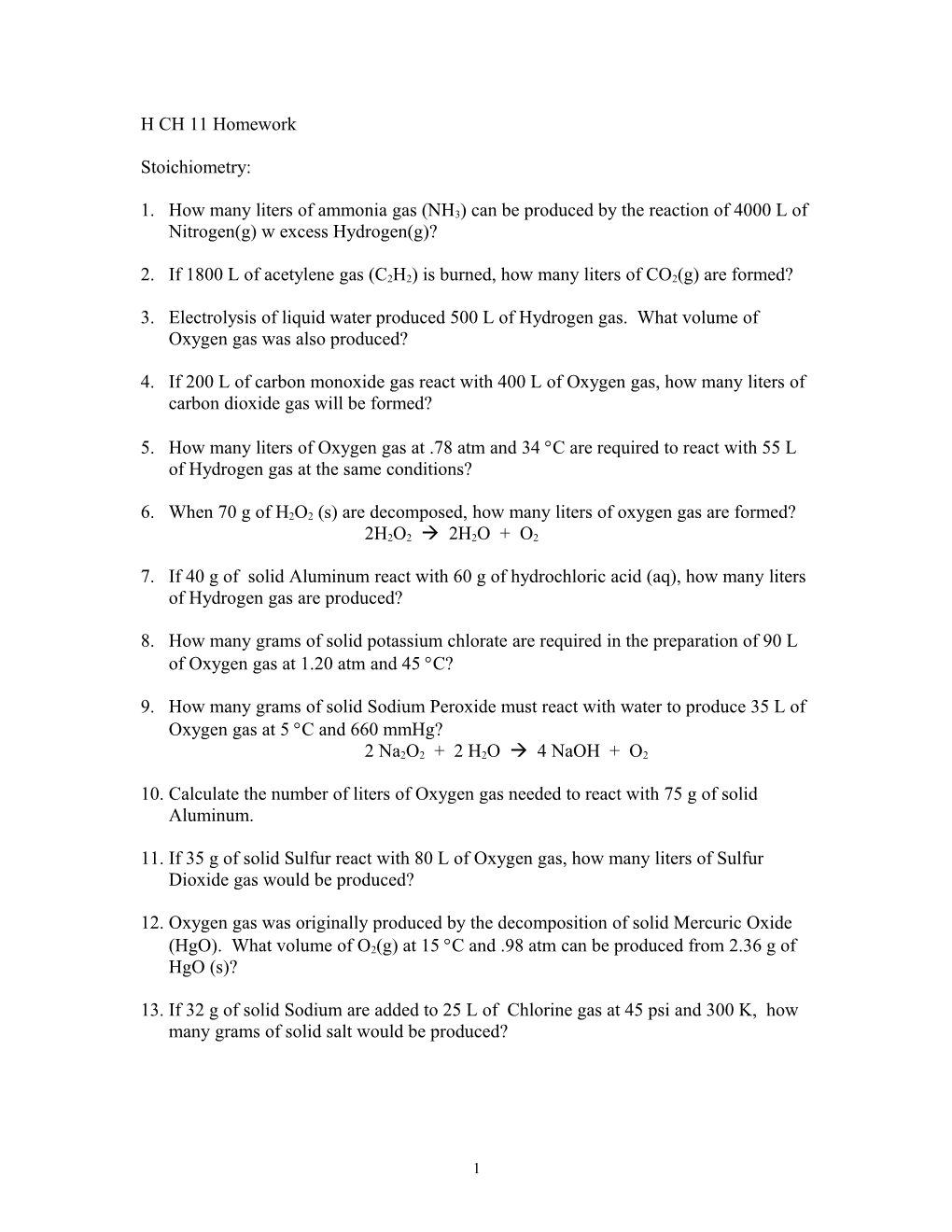 2. If 1800 L of Acetylene Gas (C2H2) Is Burned, How Many Liters of CO2(G) Are Formed?