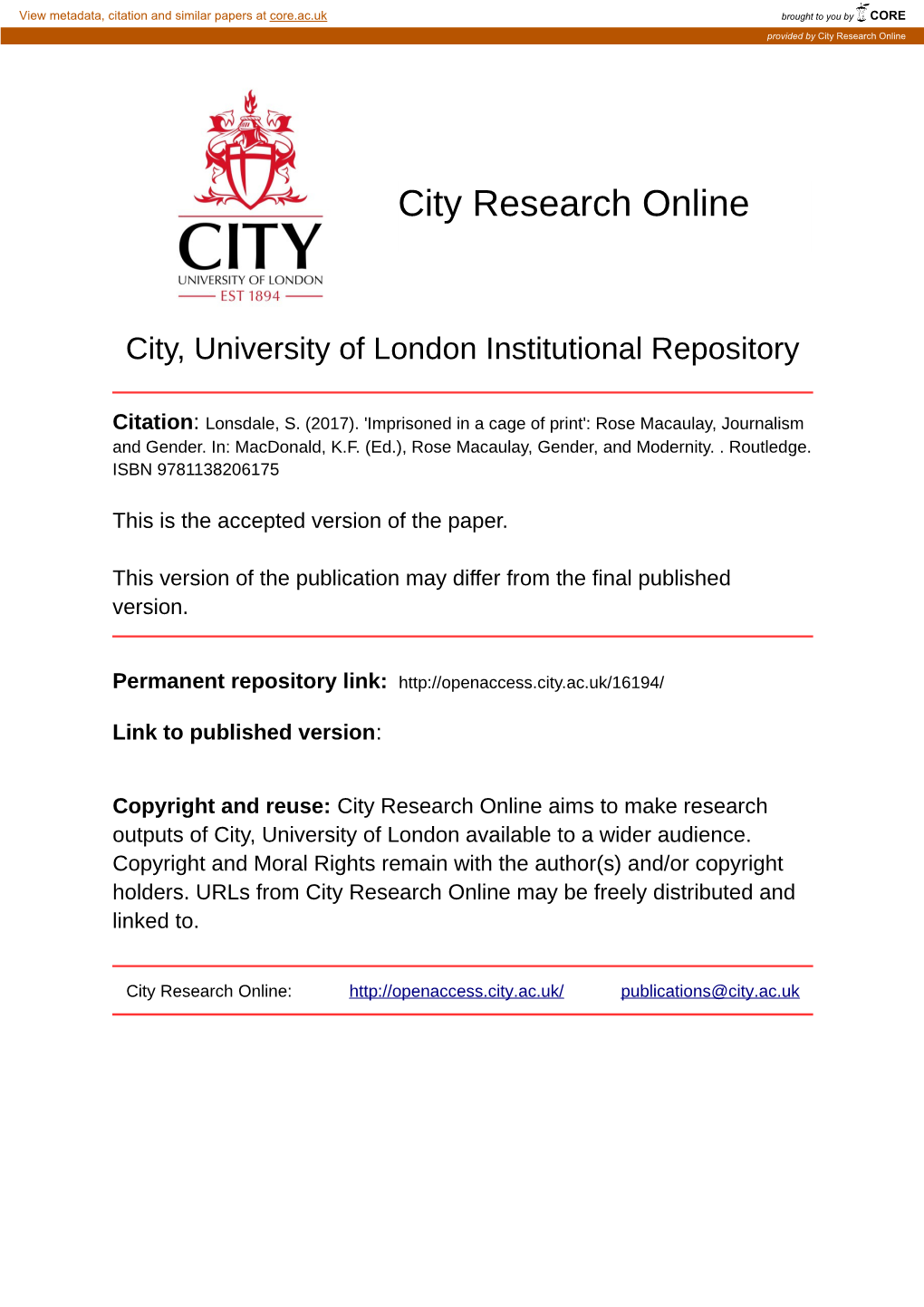 City Research Online