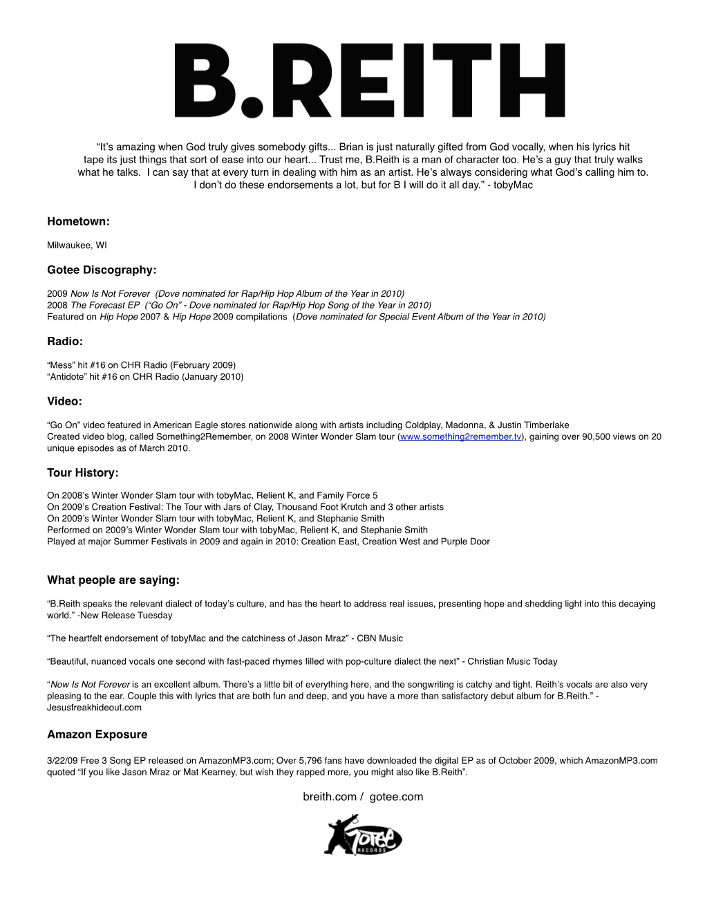 BREITH One Sheet 2010