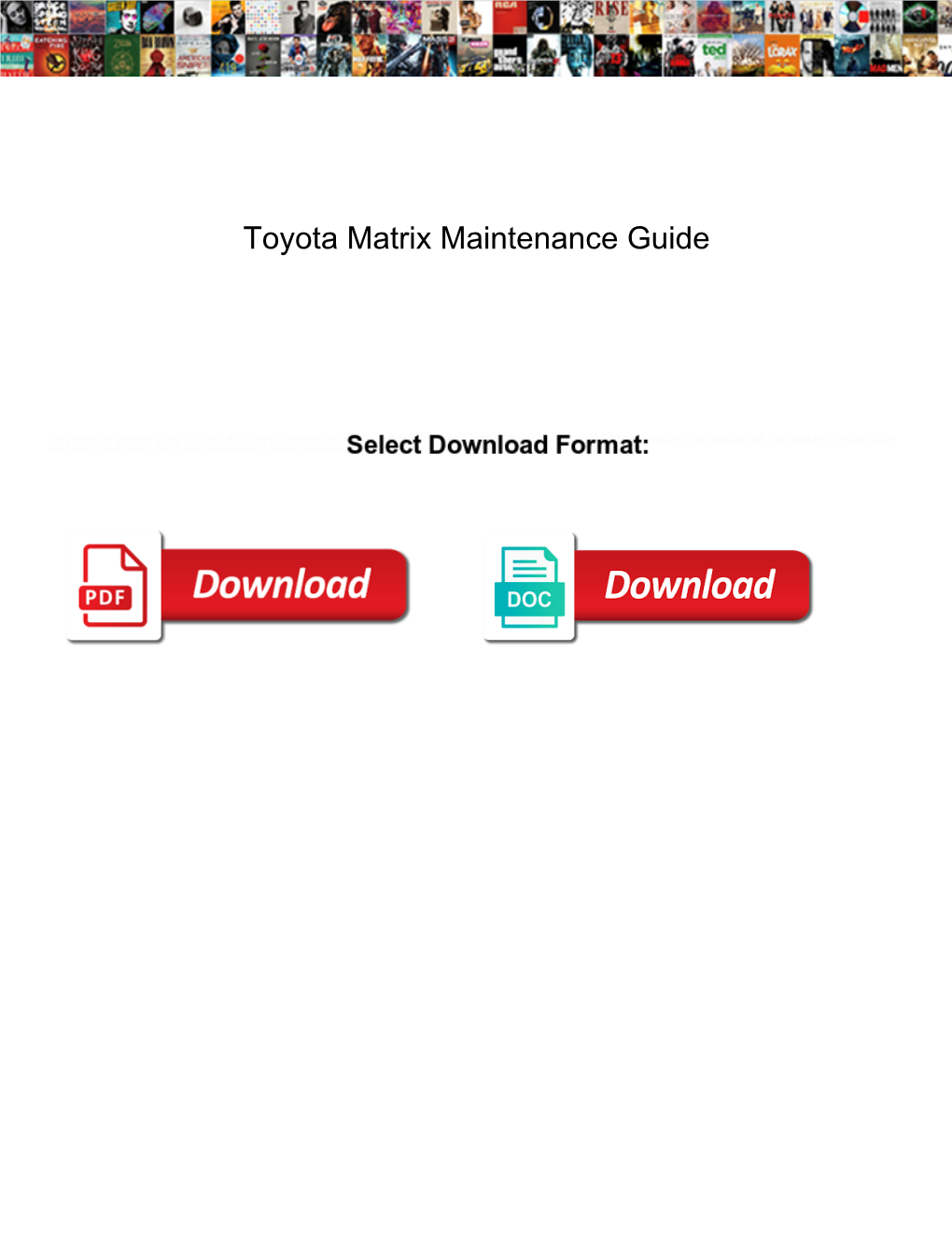 Toyota Matrix Maintenance Guide
