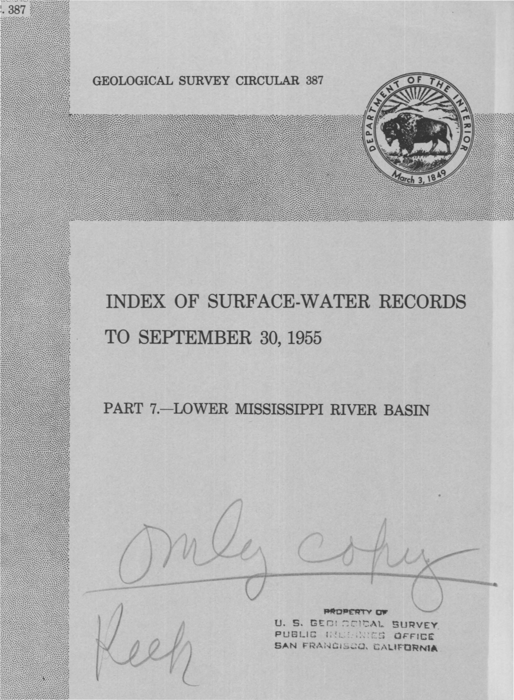 Index of Surface-Water Records to September 30, 1955