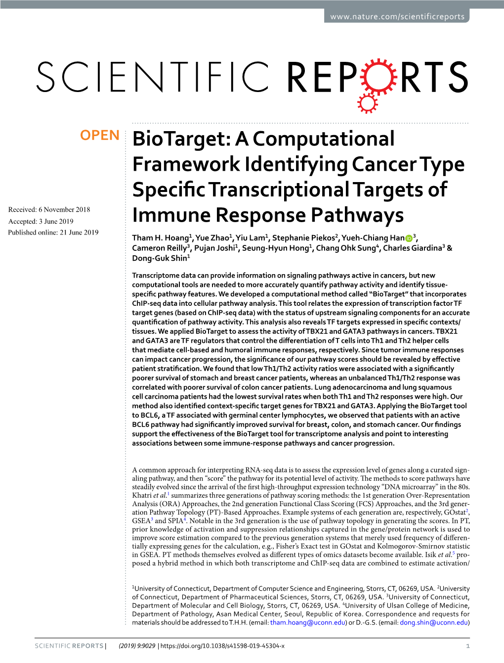 A Computational Framework Identifying Cancer Type