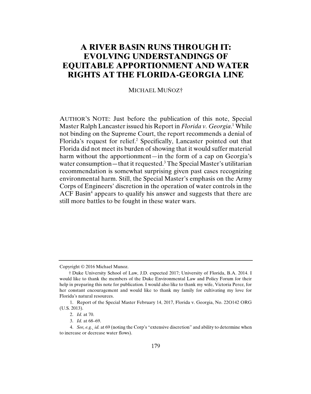 A River Basin Runs Through It: Evolving Understandings of Equitable Apportionment and Water Rights at the Florida-Georgia Line