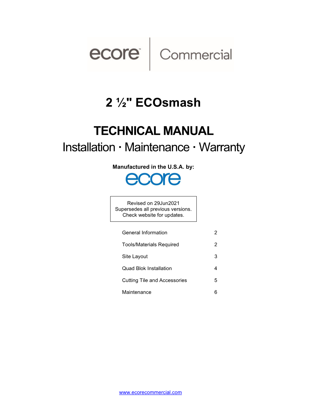 Ecosmash Tile Tech Manual