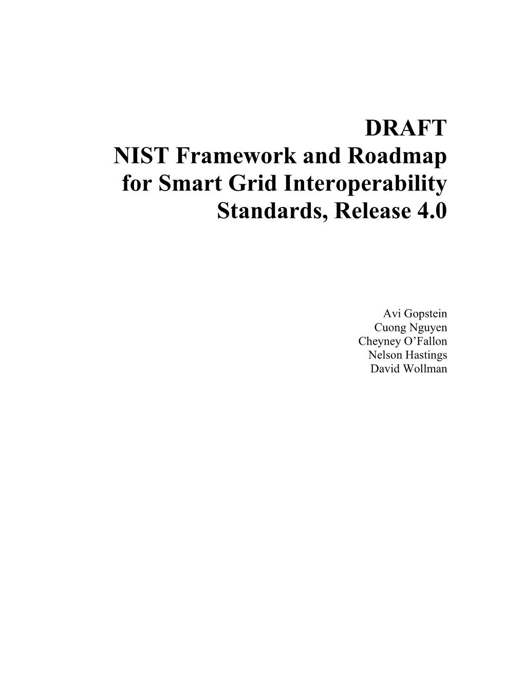 NIST Framework and Roadmap for Smart Grid Interoperability Standards, Release 4.0