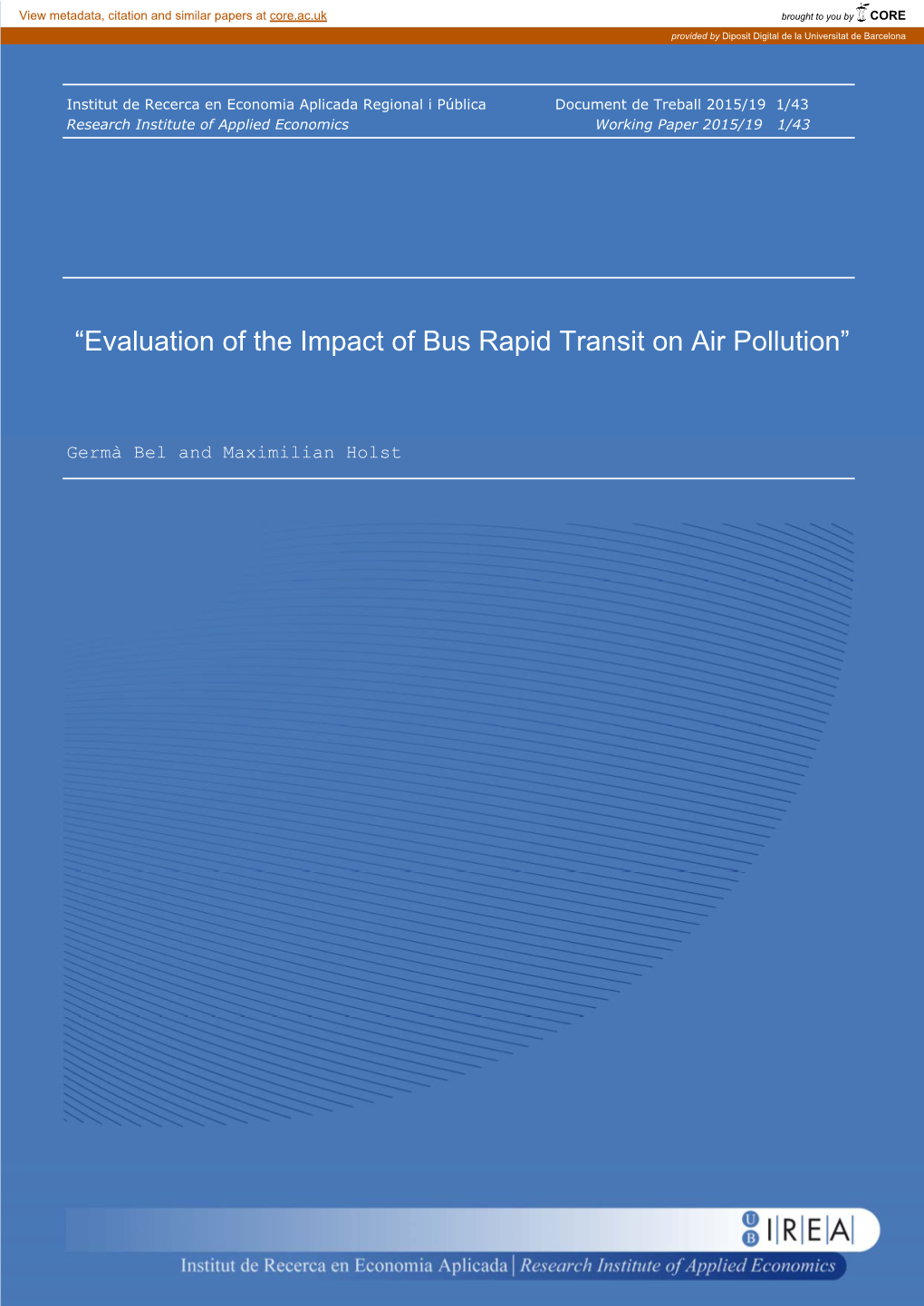 “Evaluation of the Impact of Bus Rapid Transit on Air Pollution”