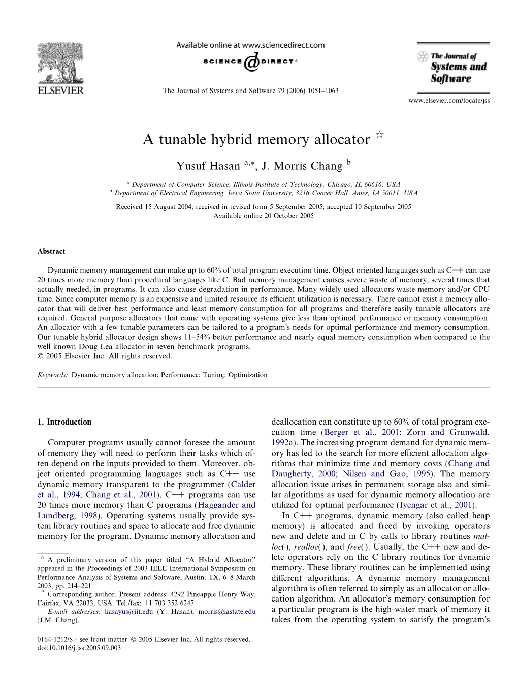 A Tunable Hybrid Memory Allocator Q