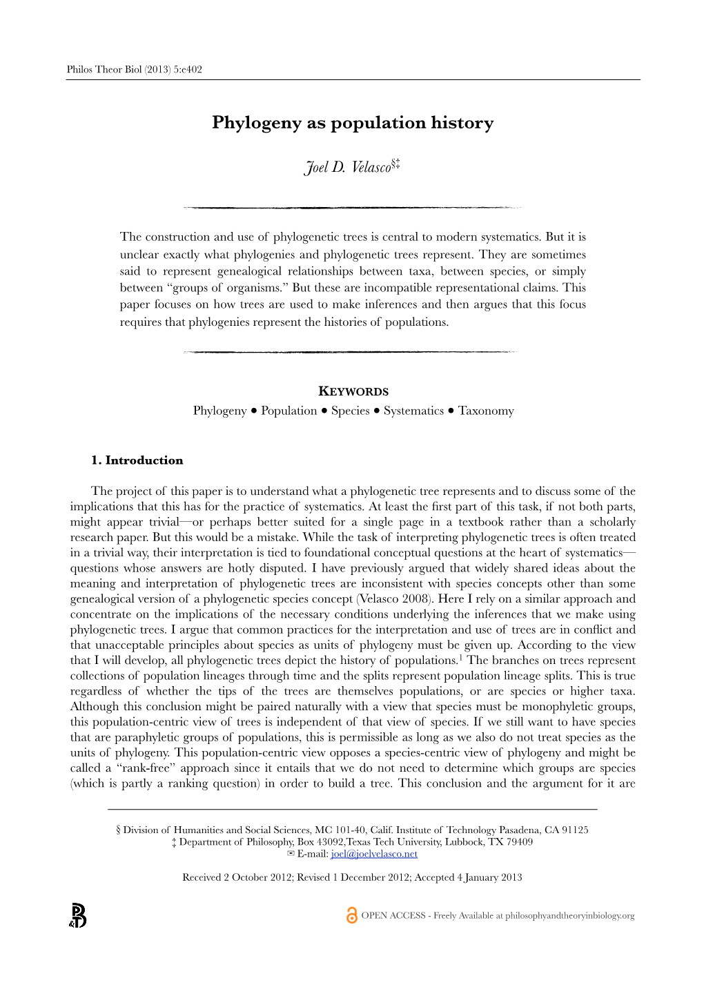 Phylogeny As Population History