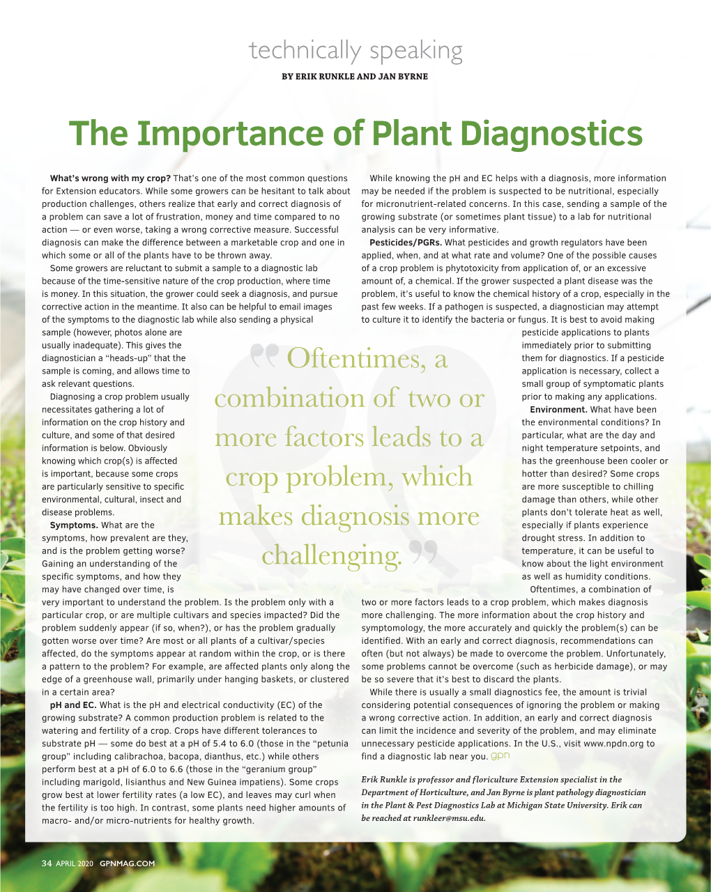 The Importance of Plant Diagnostics