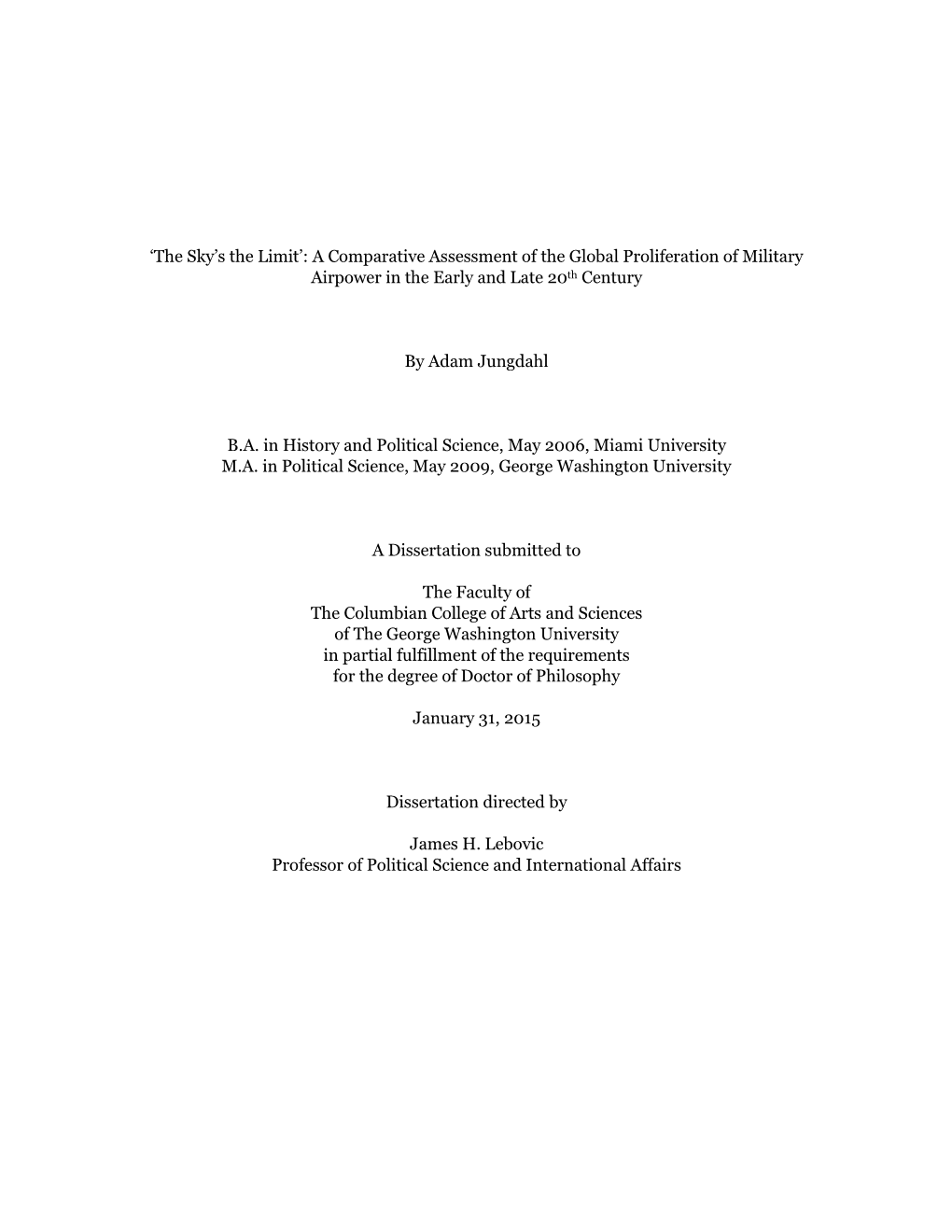 A Comparative Assessment of the Global Proliferation of Military Airpower in the Early and Late 20Th Century