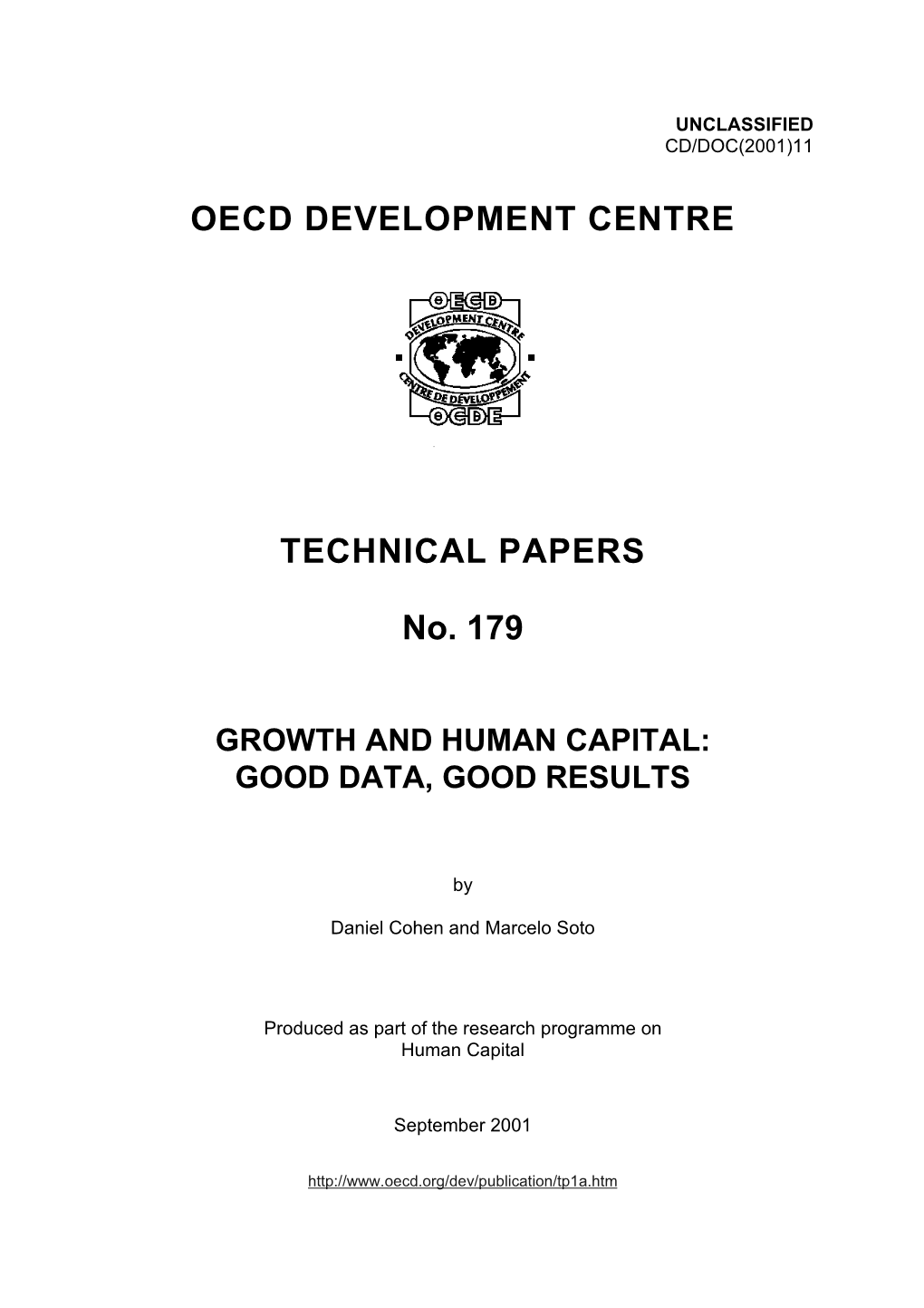 OECD DEVELOPMENT CENTRE TECHNICAL PAPERS No