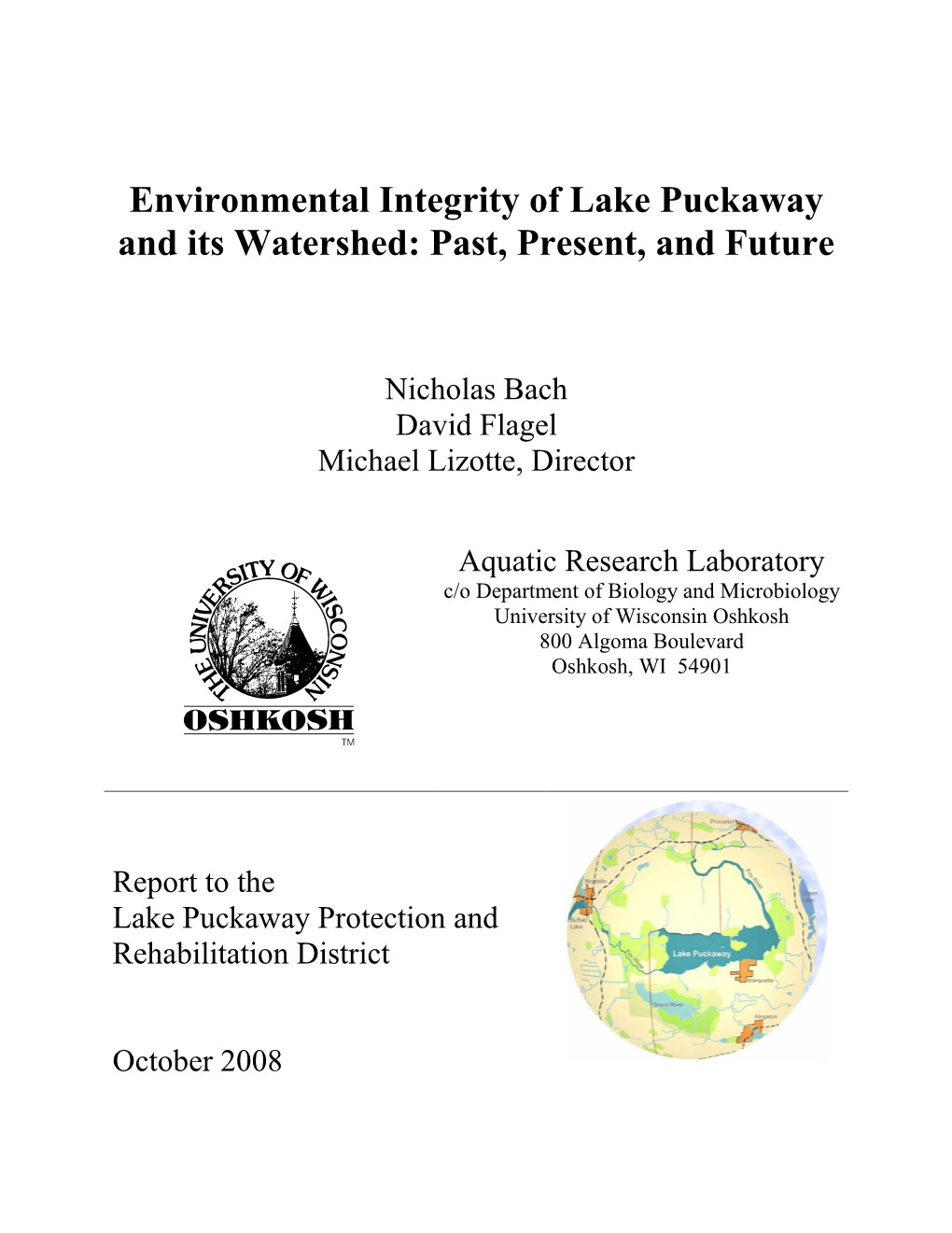 Lake Puckaway Environmental Integrity Report 2008