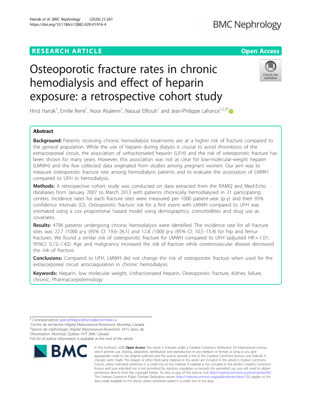 Osteoporotic Fracture Rates in Chronic Hemodialysis