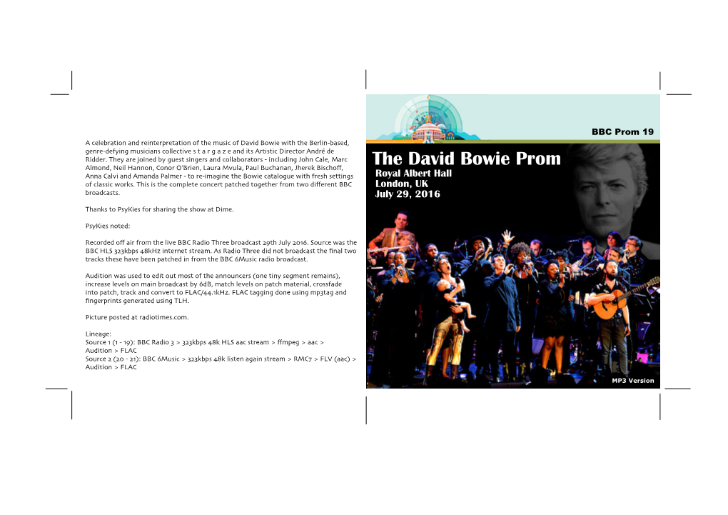 The David Bowie Prom Anna Calvi and Amanda Palmer - to Re-Imagine the Bowie Catalogue with Fresh Settings Royal Albert Hall of Classic Works