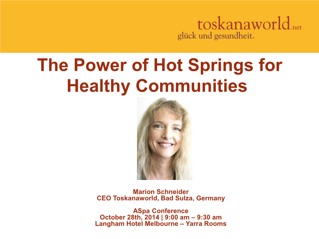 The Power of Hot Springs for Healthy Communities