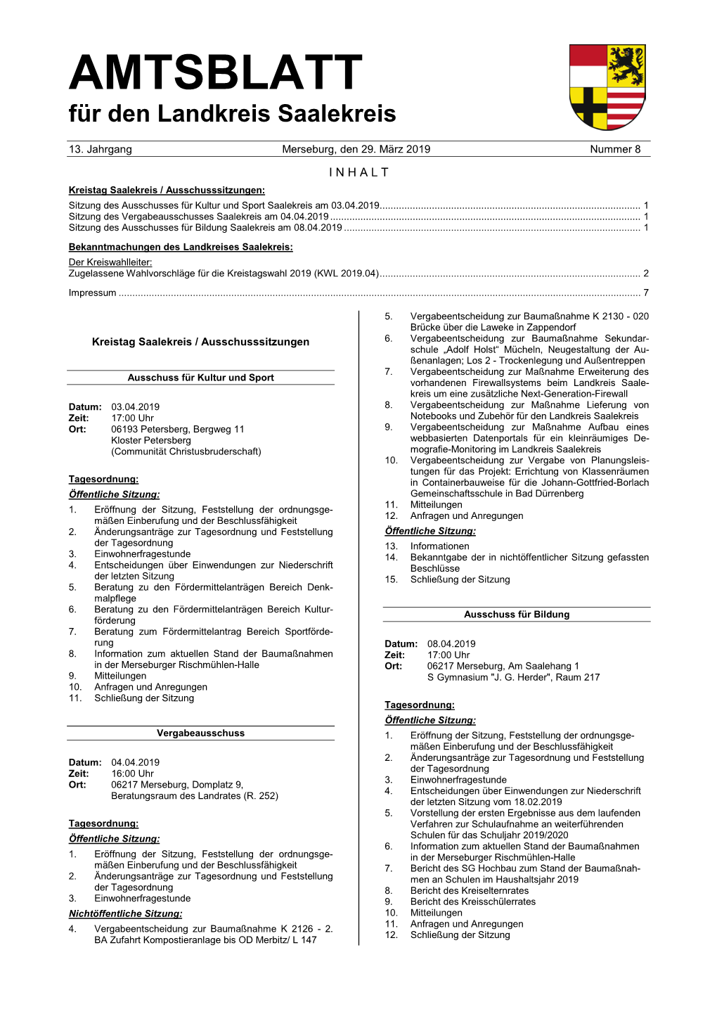 Amtsblatt Landkreis Saalekreis