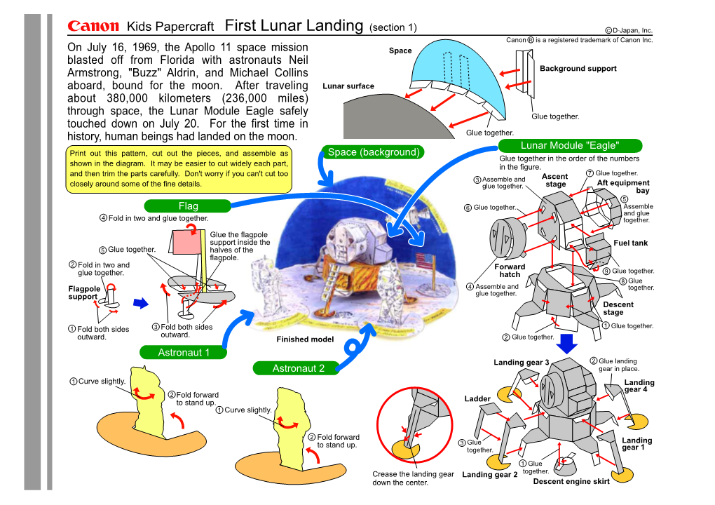 Kids Papercraft First Lunar Landing (Section 1) C D .Japan, Inc