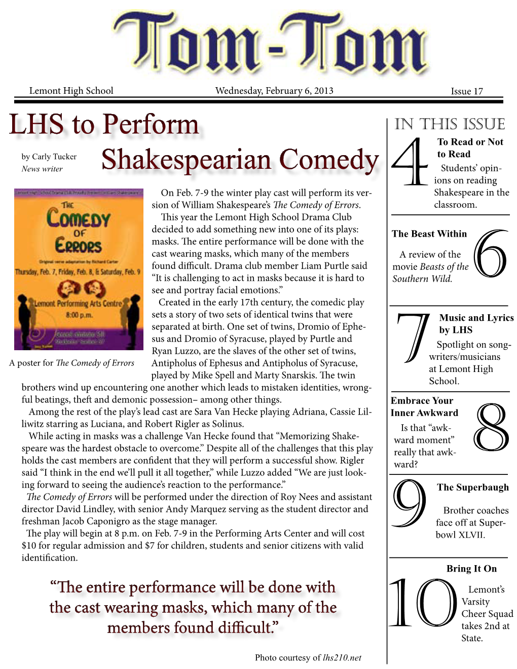 LHS to Perform Shakespearian Comedy