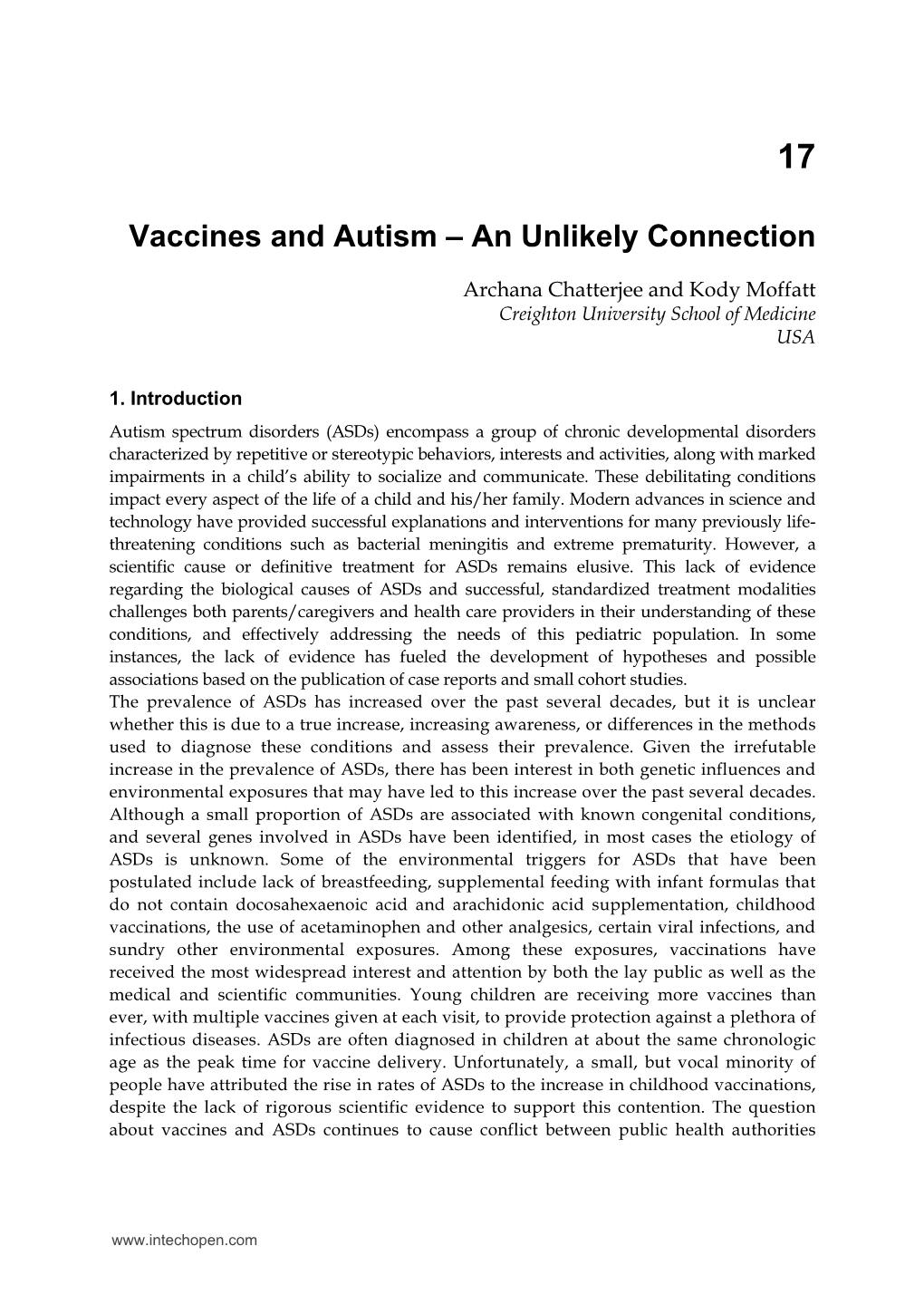 Vaccines and Autism – an Unlikely Connection