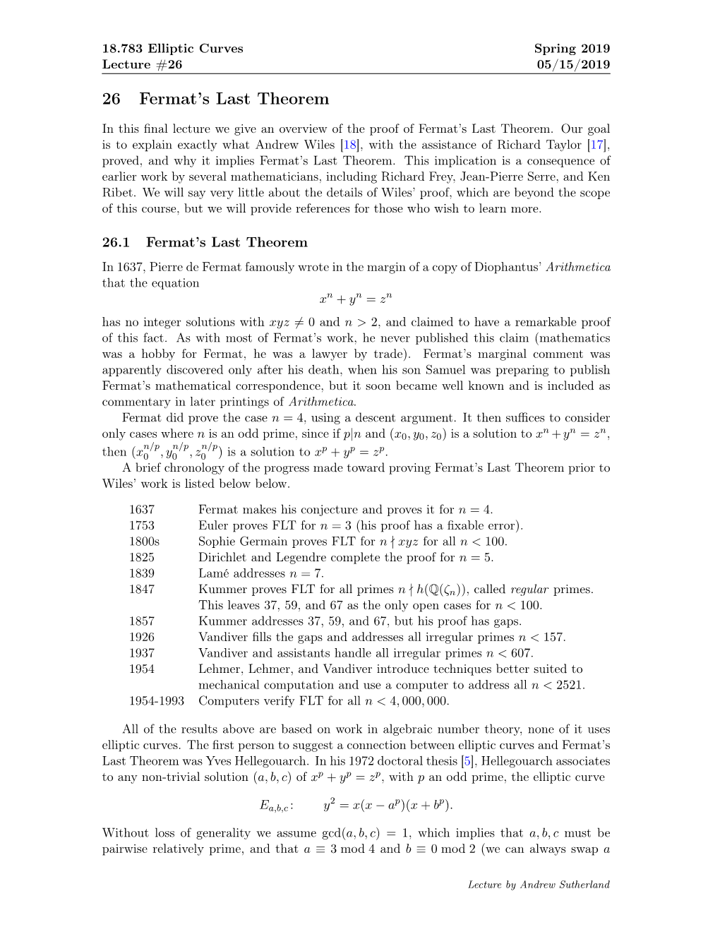 26 Fermat's Last Theorem