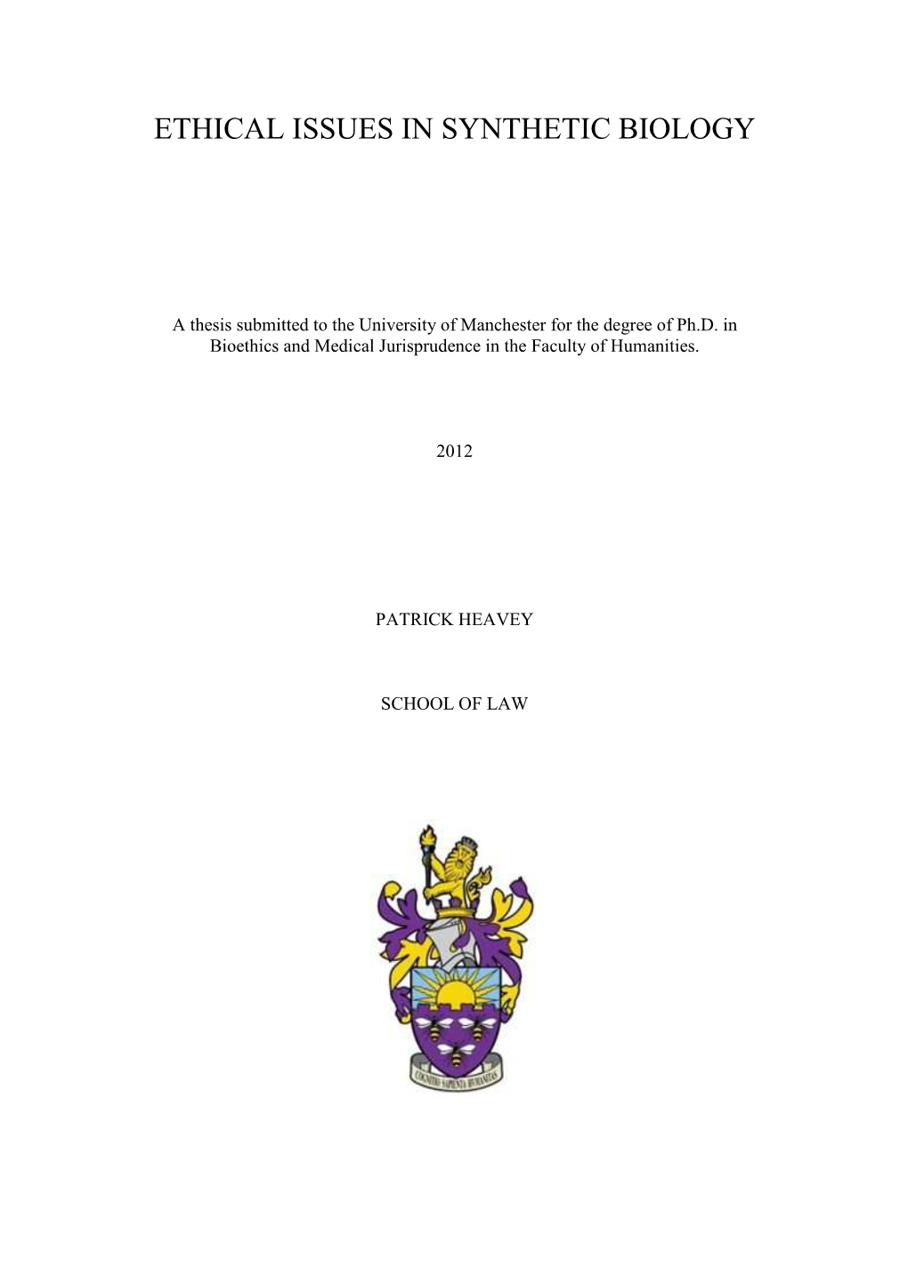 Phd Thesis, School of Law, University of Manchester, P