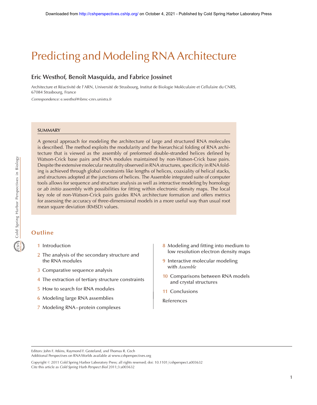 Predicting and Modeling RNA Architecture