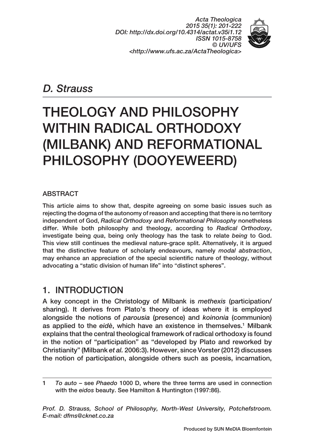 And Reformational Philosophy (Dooyeweerd)