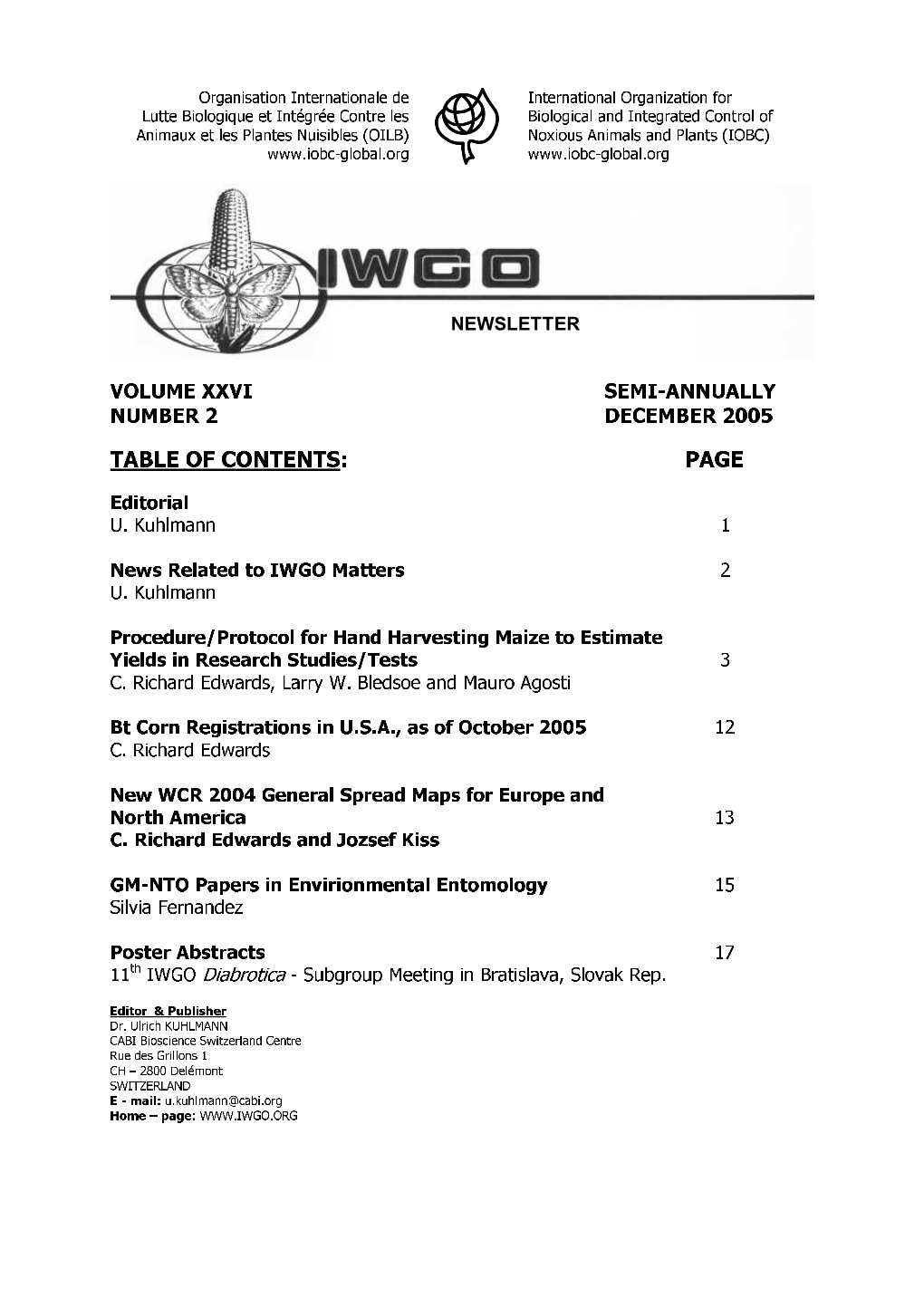 Table of Contents : Page