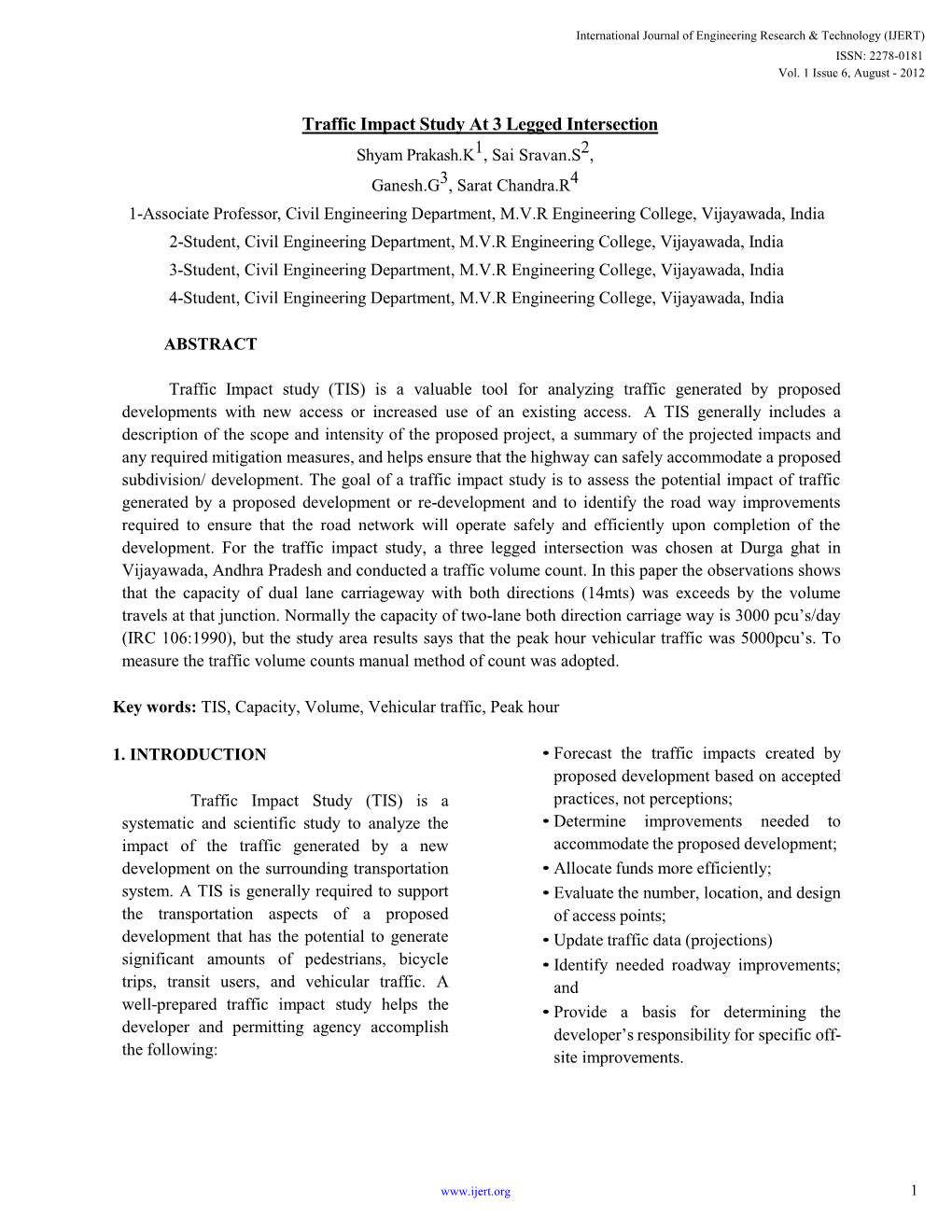 Traffic Impact Study at 3 Legged Intersection