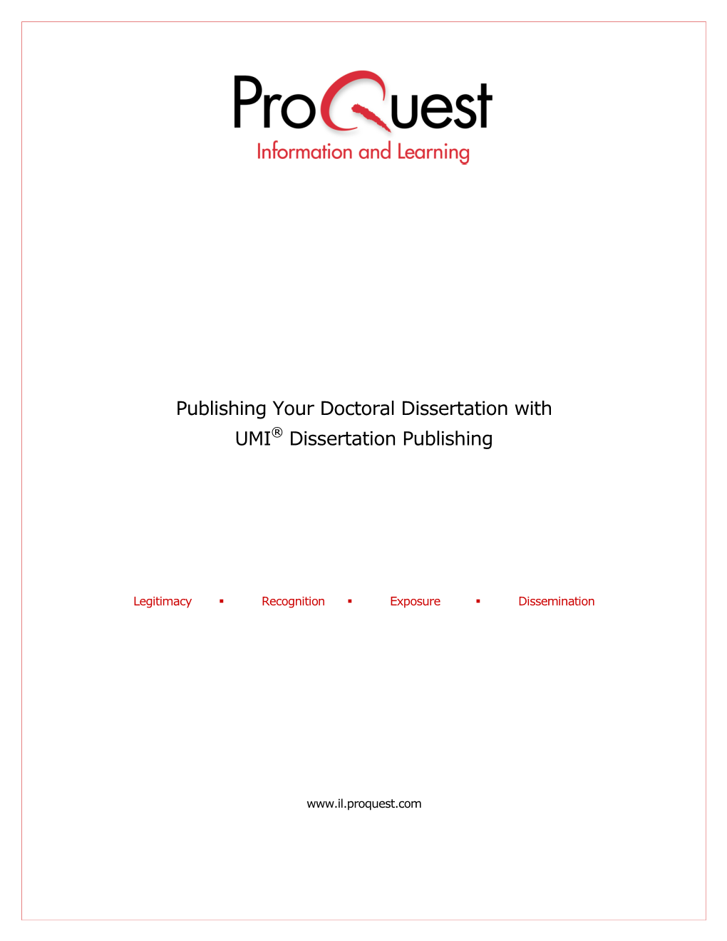 Dissertation with UMI® Dissertation Publishing