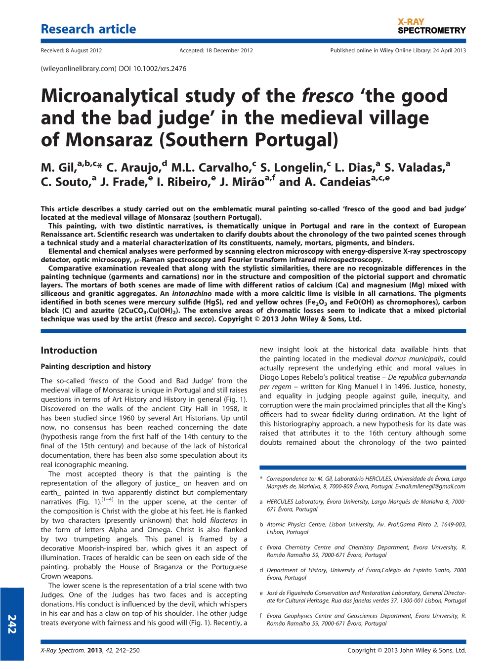 Microanalytical Study of the Fresco the Good and the Bad Judge in The