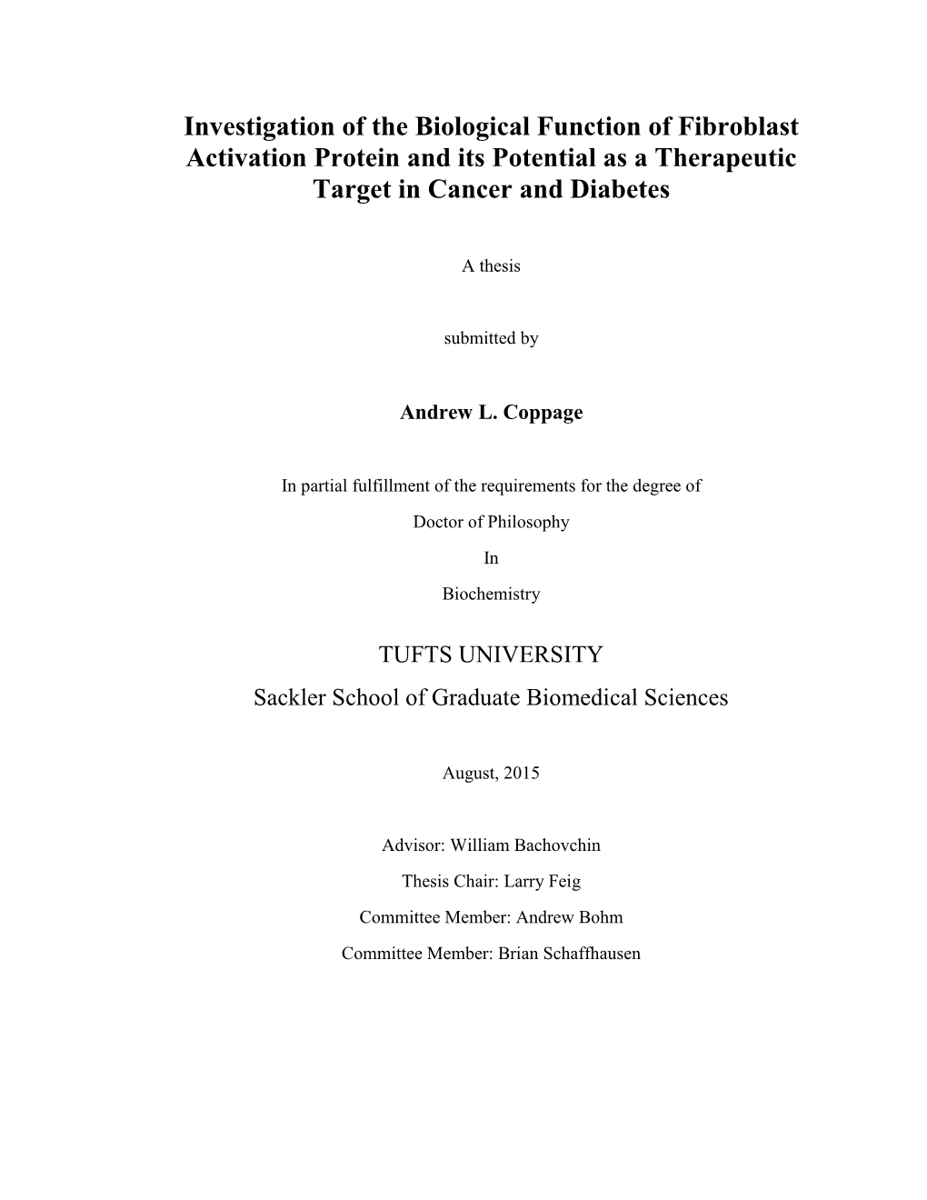 Investigation of the Biological Function of Fibroblast Activation Protein and Its Potential As a Therapeutic Target in Cancer and Diabetes