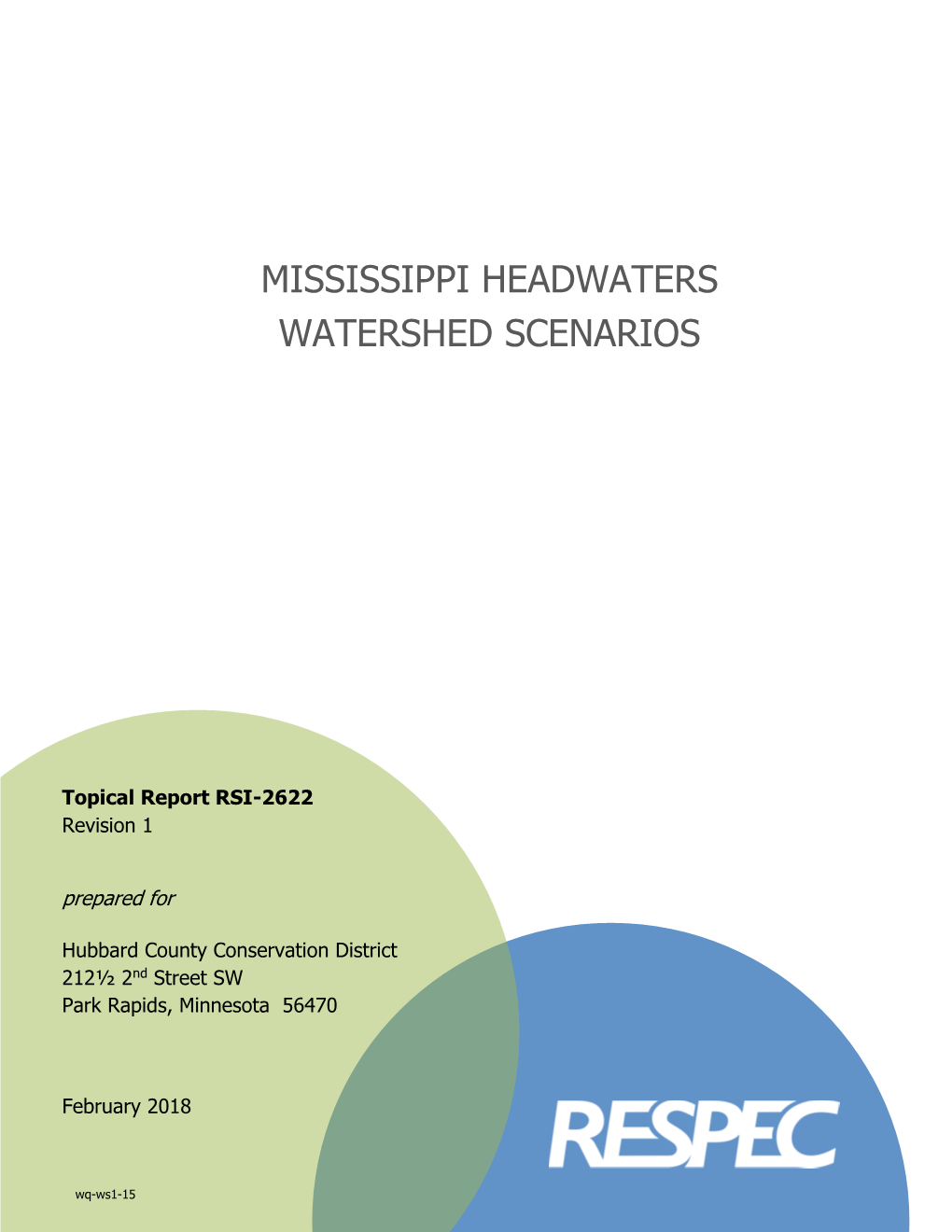 Mississippi Headwaters Watershed HSPF Scenarios (Wq-Ws1-15)