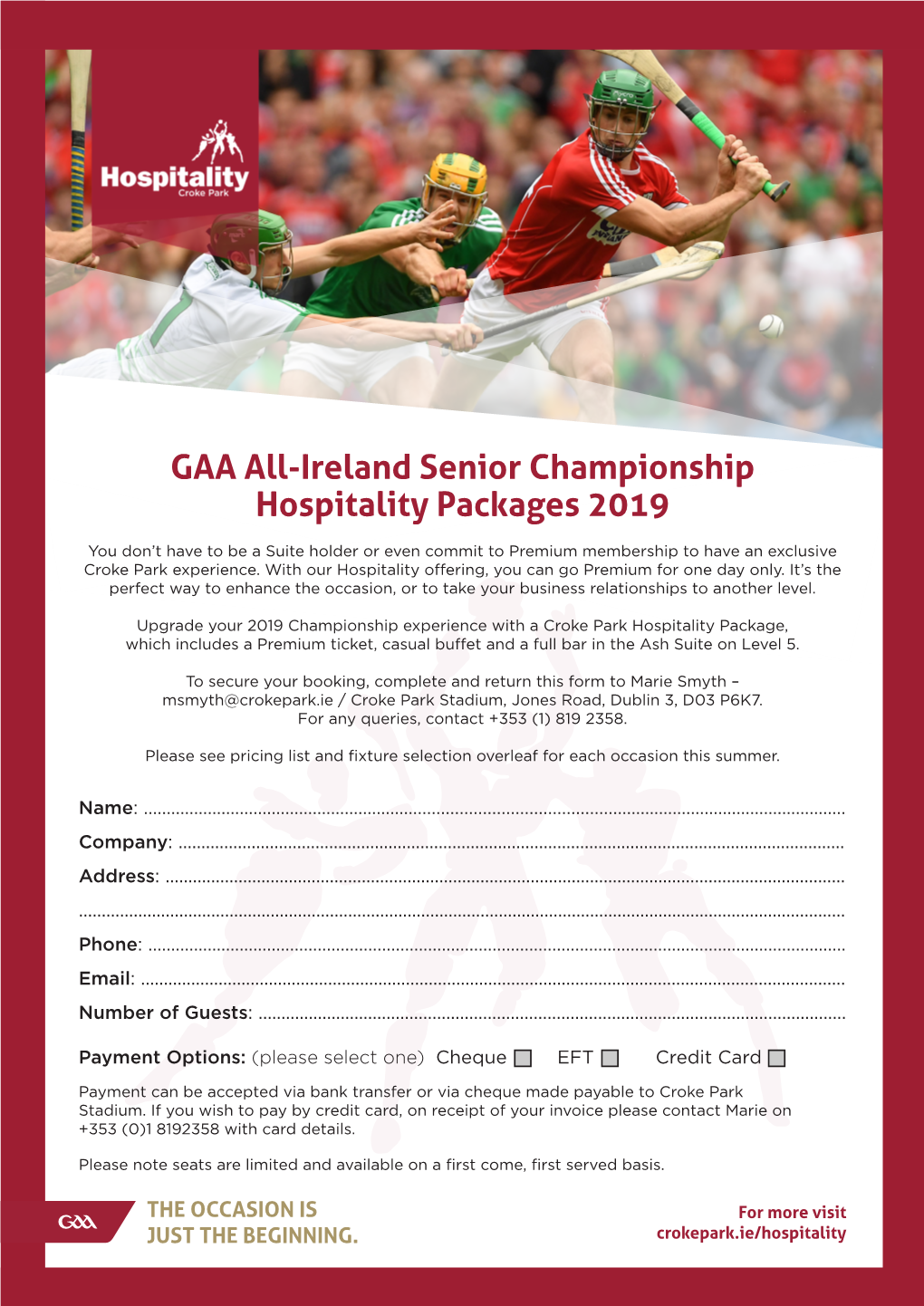 GAA All-Ireland Senior Championship Hospitality Packages 2019