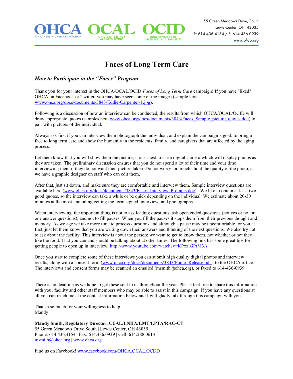 Faces of Long Term Care