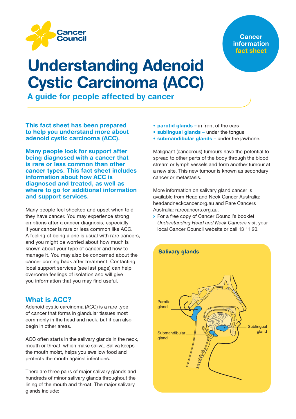 Adenoid Cystic Carcinoma (ACC) a Guide for People Affected by Cancer