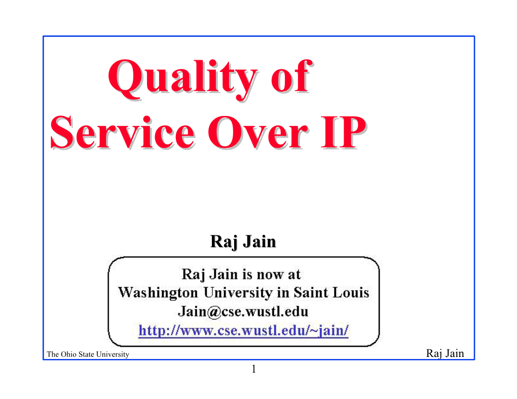 Quality of Service in IP Networks