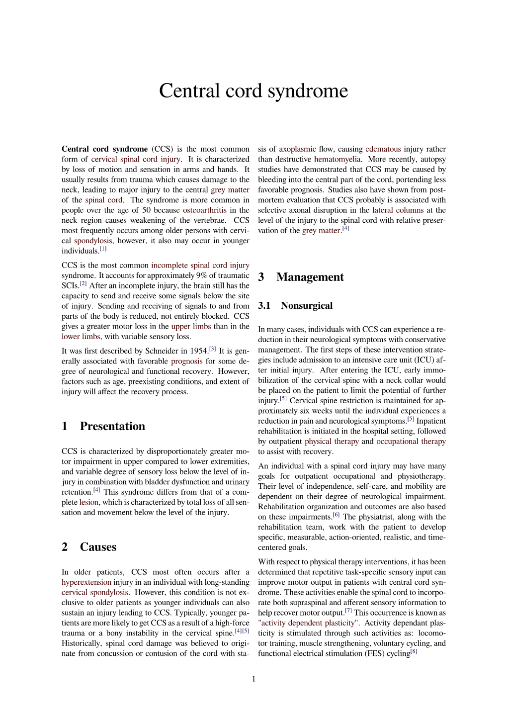 Central Cord Syndrome