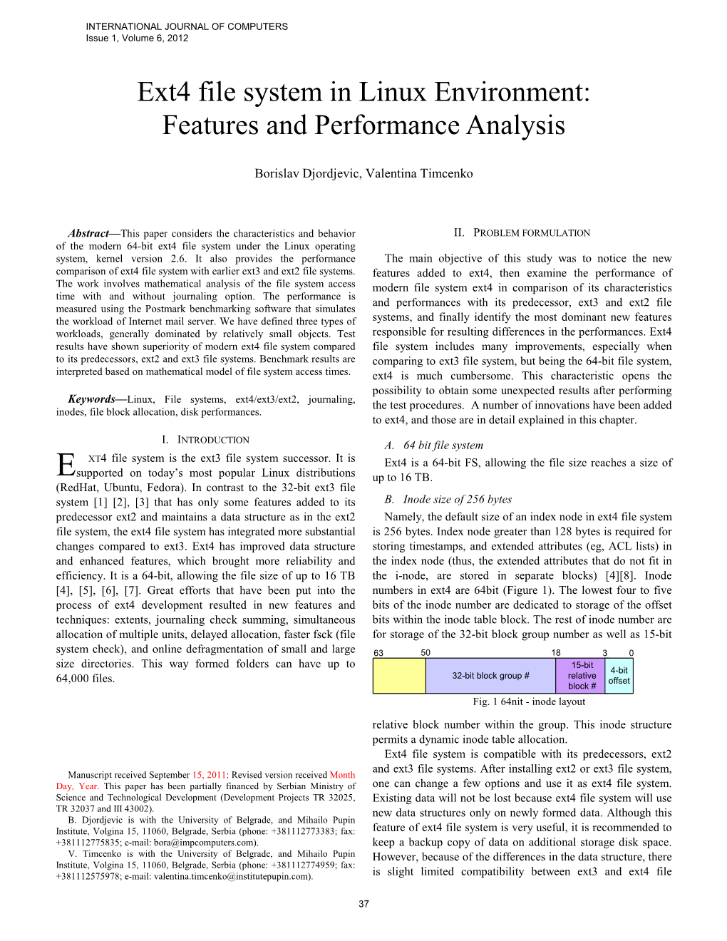 Ext4 File System in Linux Environment: Features and Performance Analysis