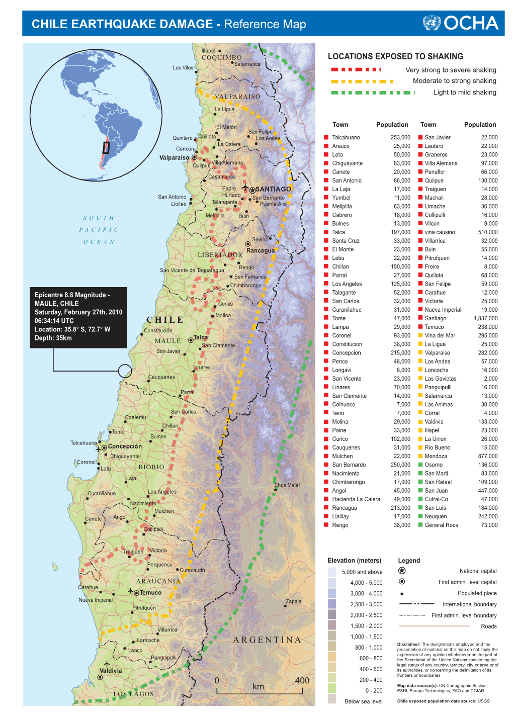 CHILE EARTHQUAKE DAMAGE - Reference Map