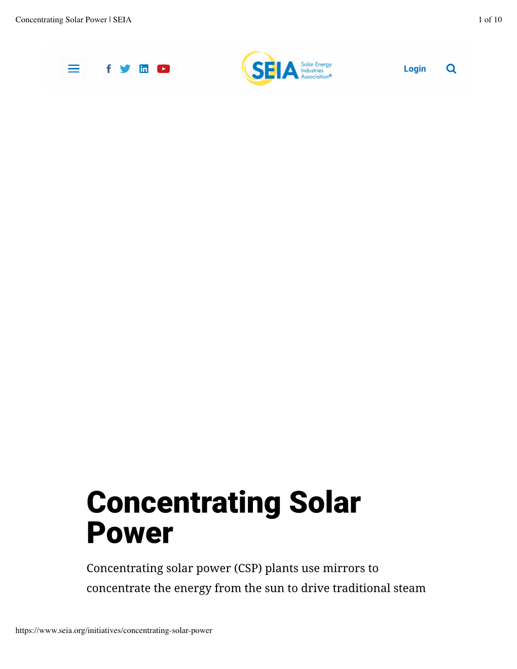 Concentrating Solar Power | SEIA 1 of 10